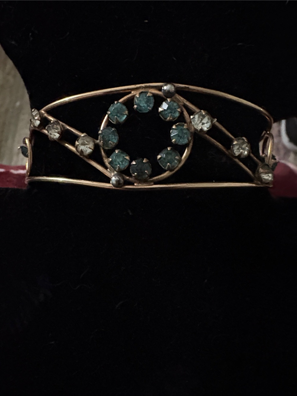 Gold-filled Czechs glass Bracelet with Teal and Clear Stones